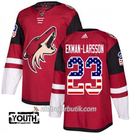 Barn Ishockey Arizona Coyotes Tröja Oliver Ekman-Larsson 23 Adidas 2017-2018 Röd USA Flag Fashion Authentic